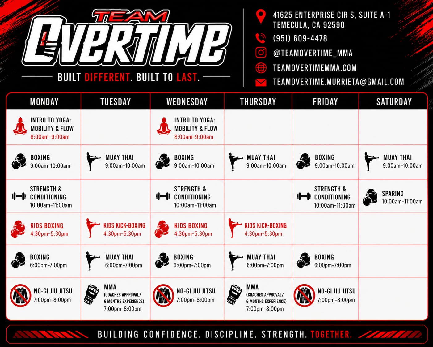 Team Overtime Class Schedule 2026
